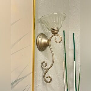 Home interiors scroll metal and glass sconce